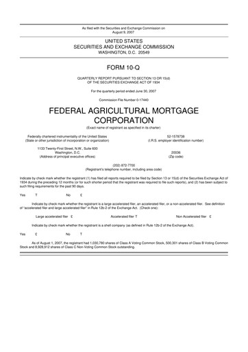 Thumbnail Federal Agricultural Mortgage Corporation 10-Q Quarterly Report FY 
