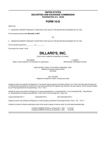 Thumbnail Dillard's
 10-Q Quarterly Report FY 