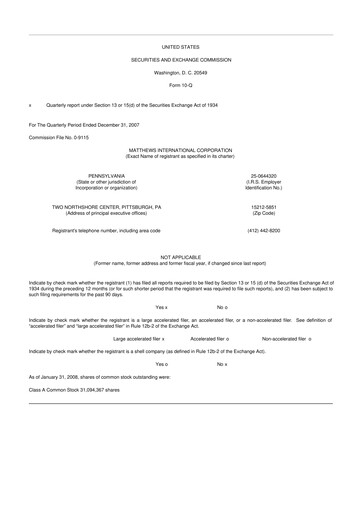 Thumbnail Matthews International Corporation
 10-Q Quarterly Report FY 