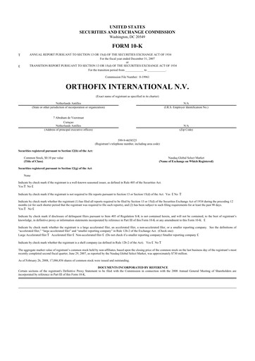 Thumbnail Orthofix Medical
 10-K Annual Report 