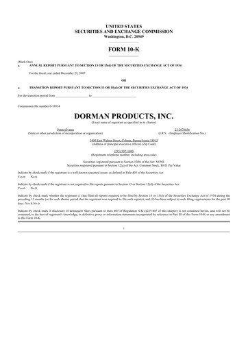 Thumbnail Dorman Products 10-K Annual Report 