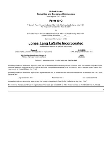 Thumbnail Jones Lang LaSalle 10-Q Quarterly Report FY 