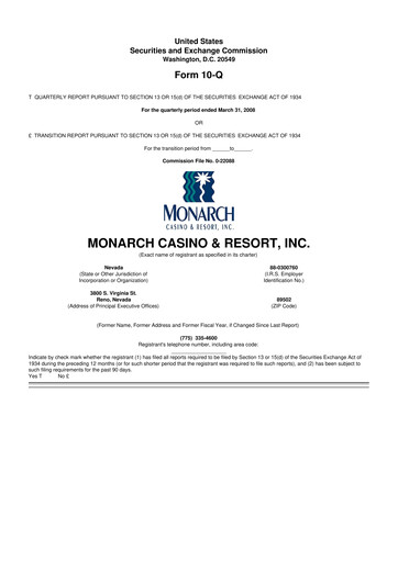 Thumbnail Monarch Casino & Resort 10-Q Quarterly Report FY 