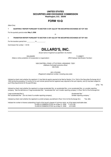 Thumbnail Dillard's
 10-Q Quarterly Report FY 