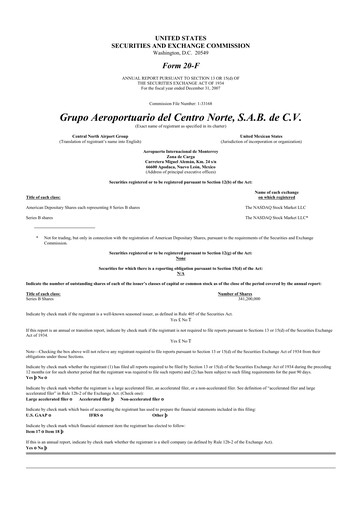 Thumbnail Grupo Aeroportuario Centro Norte
 20-F Annual Report 