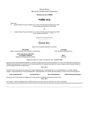 Thumbnail Cadiz Inc. 10-Q Quarterly Report FY 