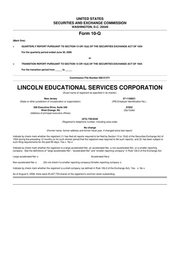 Miniature Lincoln Educational Services 10-Q Rapport trimestriel  