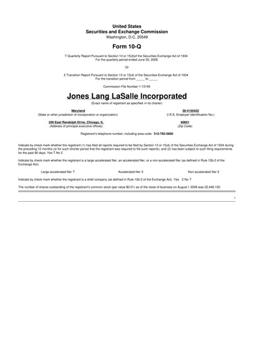 Thumbnail Jones Lang LaSalle 10-Q Quarterly Report FY 