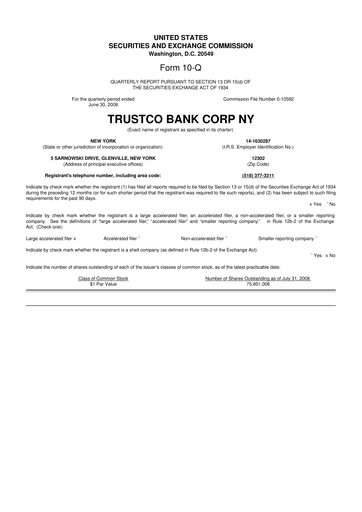 Miniature Trustco Bank 10-Q Rapport trimestriel  