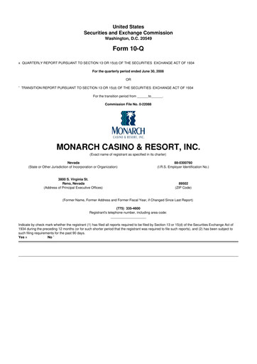 Thumbnail Monarch Casino & Resort 10-Q Quarterly Report FY 