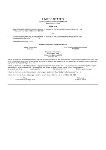 Thumbnail Granite Construction
 10-Q Quarterly Report FY 