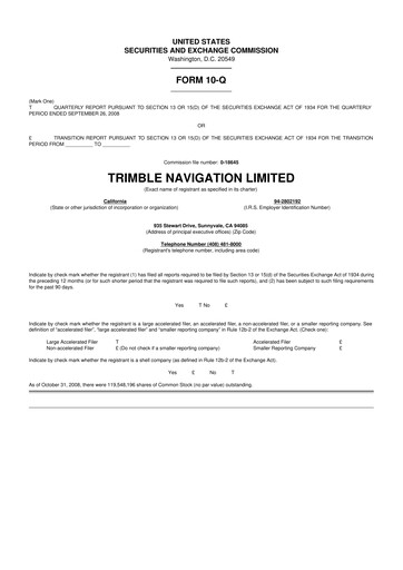 Thumbnail Trimble 10-Q Quarterly Report FY 