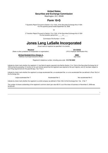 Thumbnail Jones Lang LaSalle 10-Q Quarterly Report FY 