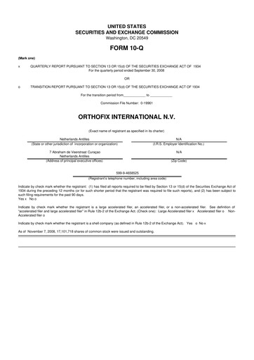 Vorschaubild Orthofix Medical
 10-Q Quartalsbericht  