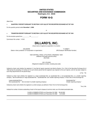 Thumbnail Dillard's
 10-Q Quarterly Report FY 