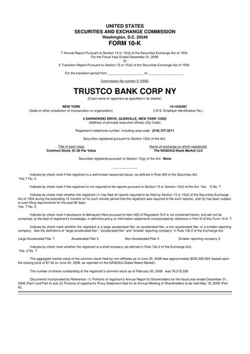 Miniature Trustco Bank 10-K Rapport annuel 