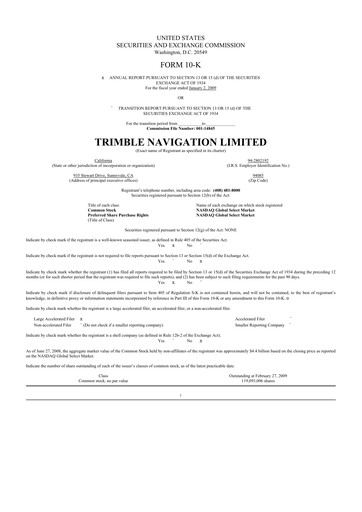 Thumbnail Trimble 10-K Annual Report 