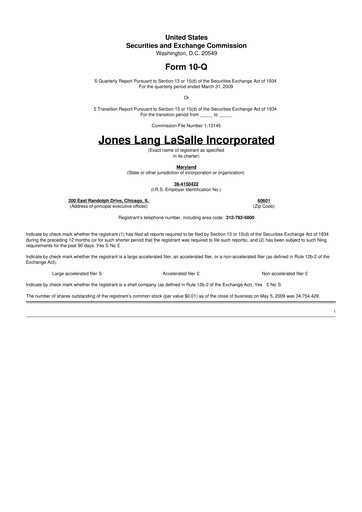 Thumbnail Jones Lang LaSalle 10-Q Quarterly Report FY 