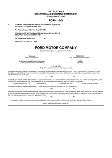 Thumbnail Ford 10-Q Quarterly Report FY 