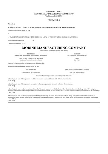 Thumbnail Modine Manufacturing
 10-K Annual Report 