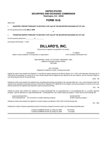 Thumbnail Dillard's
 10-Q Quarterly Report FY 