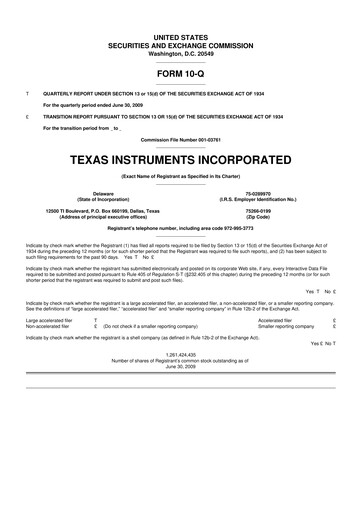 Miniature Texas Instruments 10-Q Rapport trimestriel  