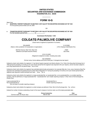 Thumbnail Colgate-Palmolive 10-Q Quarterly Report FY 