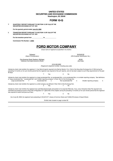 Thumbnail Ford 10-Q Quarterly Report FY 