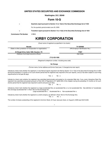 Thumbnail Kirby Corporation
 10-Q Quarterly Report FY 