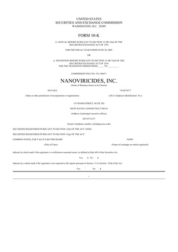 Thumbnail NanoViricides 10-K Annual Report 