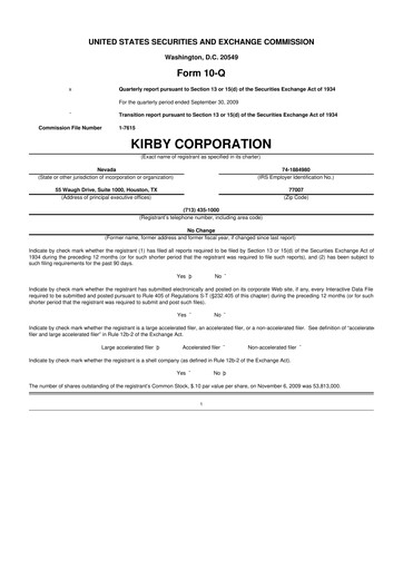 Thumbnail Kirby Corporation
 10-Q Quarterly Report FY 