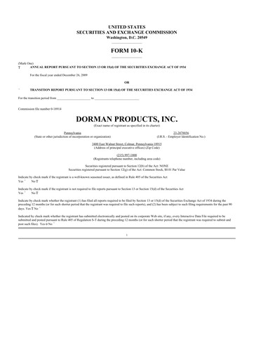 Thumbnail Dorman Products 10-K Annual Report 