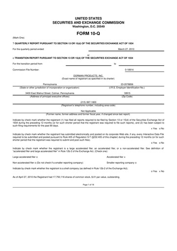 Thumbnail Dorman Products 10-Q Quarterly Report FY 