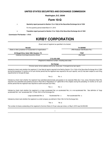 Thumbnail Kirby Corporation
 10-Q Quarterly Report FY 