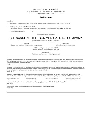 Thumbnail Shentel 10-Q Quarterly Report FY 