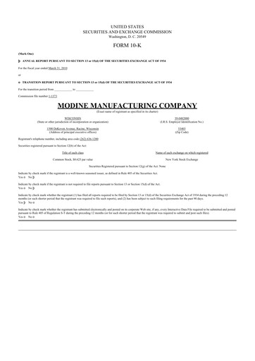 Thumbnail Modine Manufacturing
 10-K Annual Report 