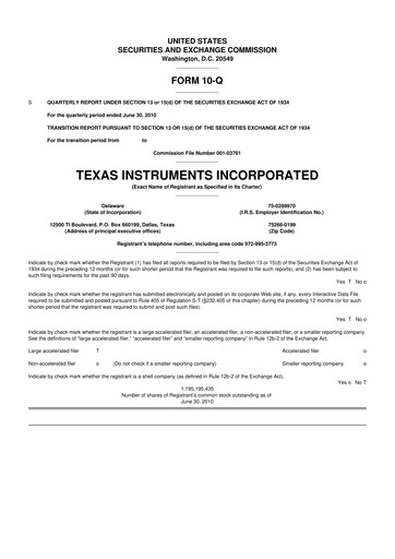 Miniature Texas Instruments 10-Q Rapport trimestriel  