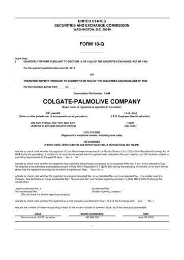 Thumbnail Colgate-Palmolive 10-Q Quarterly Report FY2010 