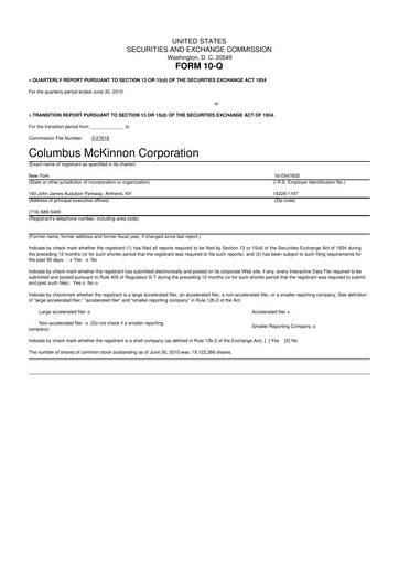 Thumbnail Columbus McKinnon 10-Q Quarterly Report FY 