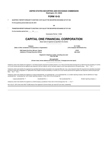 Thumbnail Capital One 10-Q Quarterly Report FY2010 