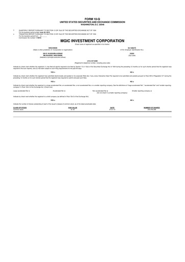 Thumbnail MGIC Investment
 10-Q Quarterly Report FY2010 