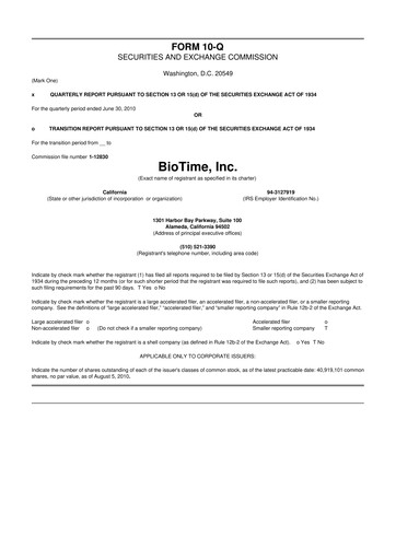 Miniature Lineage Cell Therapeutics
 10-Q Rapport trimestriel  