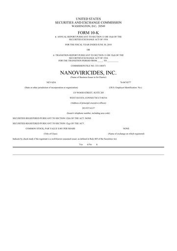 Thumbnail NanoViricides 10-K Annual Report 