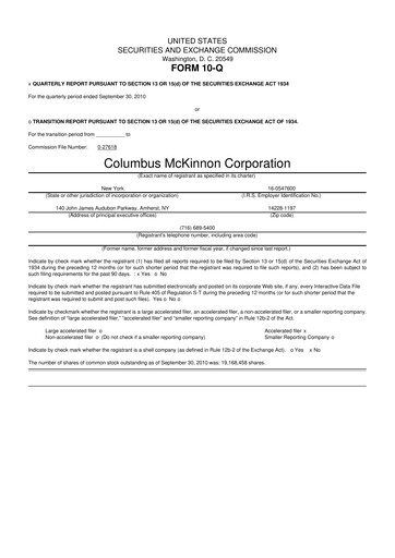 Thumbnail Columbus McKinnon 10-Q Quarterly Report FY 