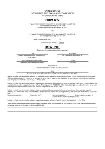 Vorschaubild Designer Brands
 10-Q Quartalsbericht  