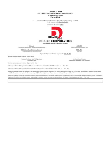 Thumbnail Deluxe Corporation 10-K Annual Report 2010