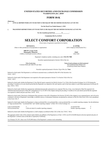 Thumbnail Sleep Number 10-K Annual Report 