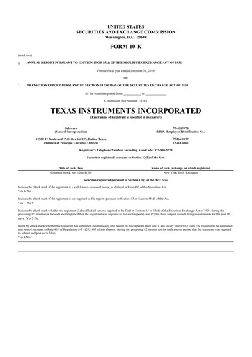 Thumbnail Texas Instruments 10-K Annual Report 2010