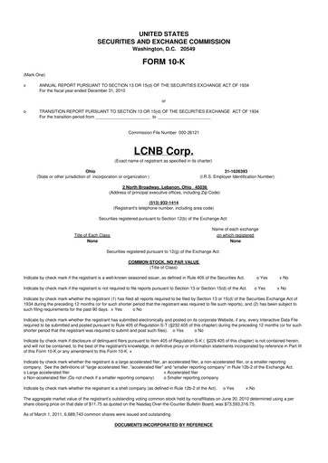 Thumbnail LCNB Corp.
 10-K Annual Report 