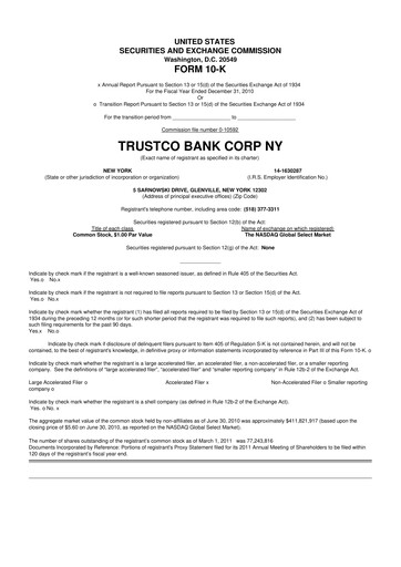 Miniature Trustco Bank 10-K Rapport annuel 